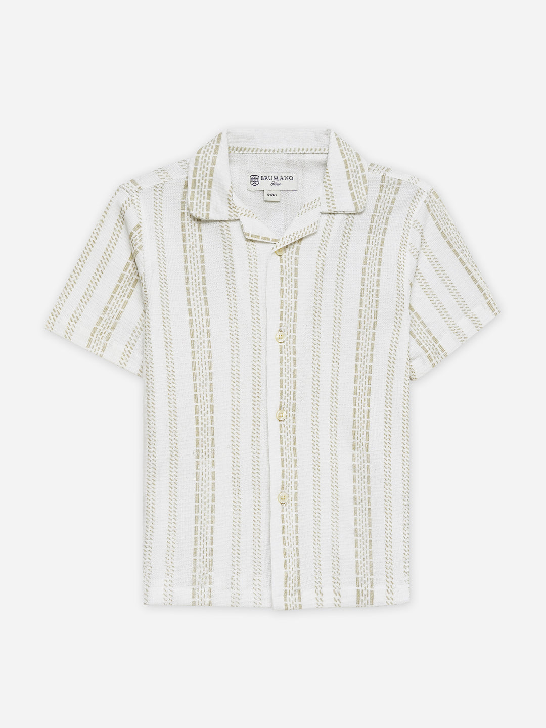 Cream Knitted Printed Cuban Collar Shirt - Junior