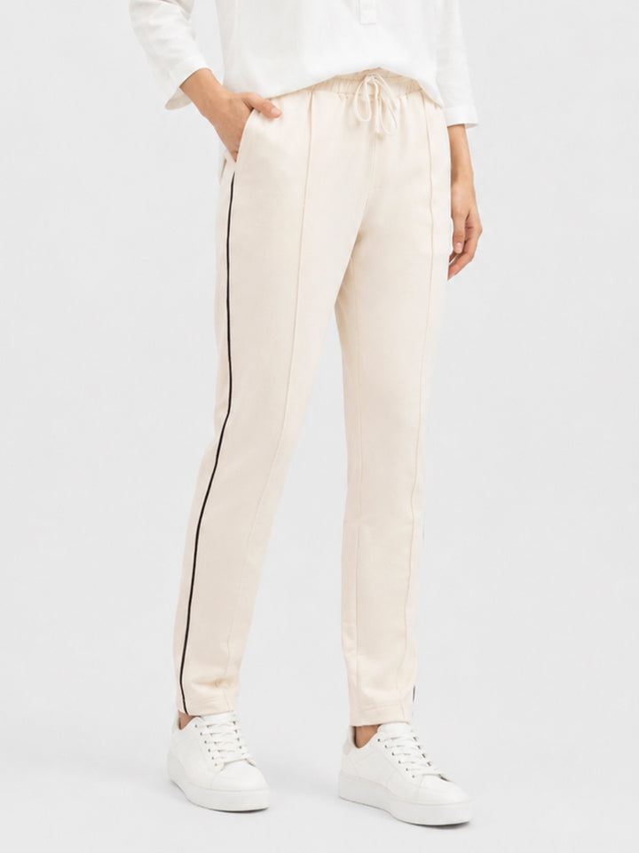 Cream Sporty Regular Fit Knitted Pajama - Women
