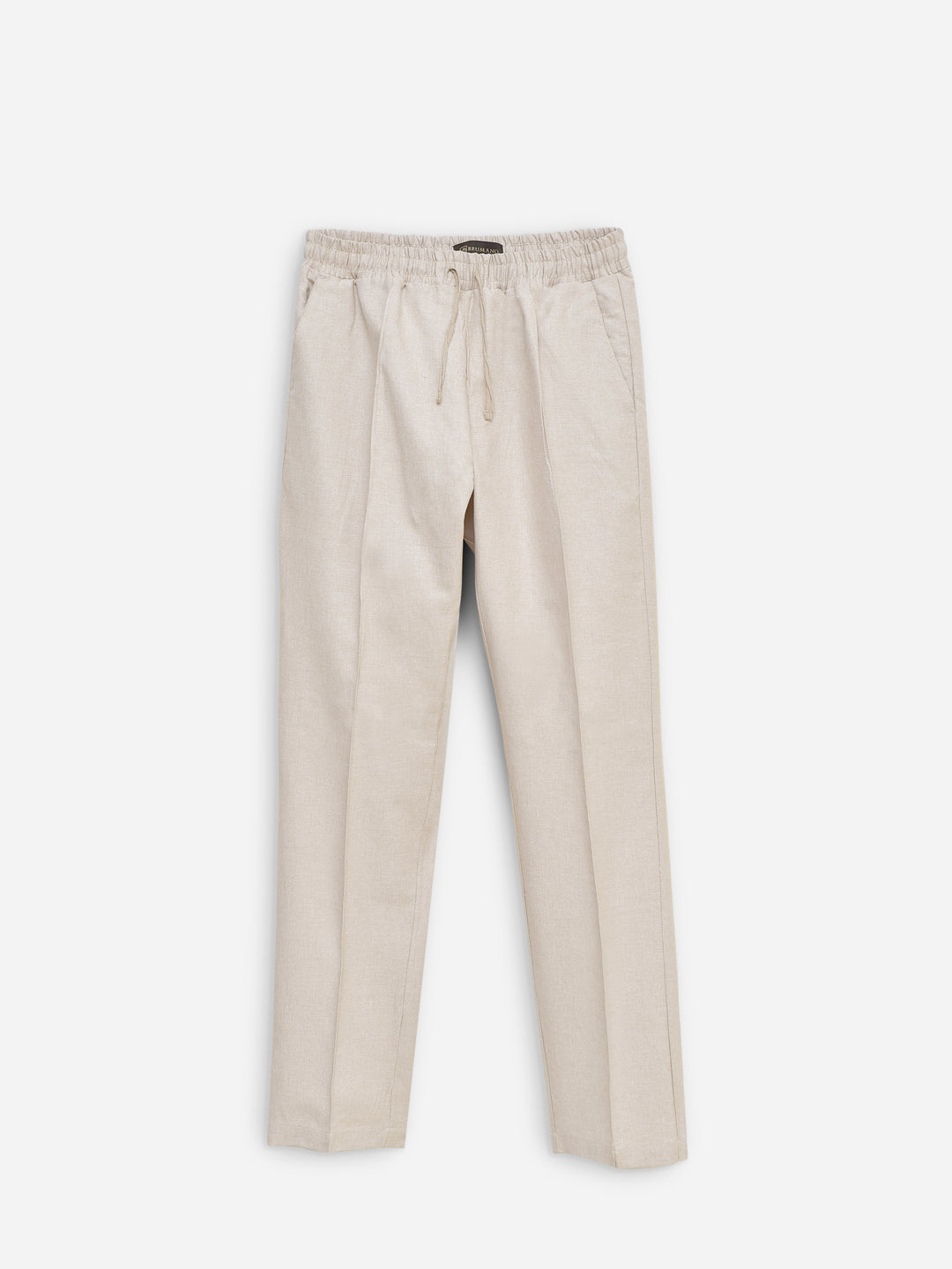 Cream Linen Blended Pajama Trouser