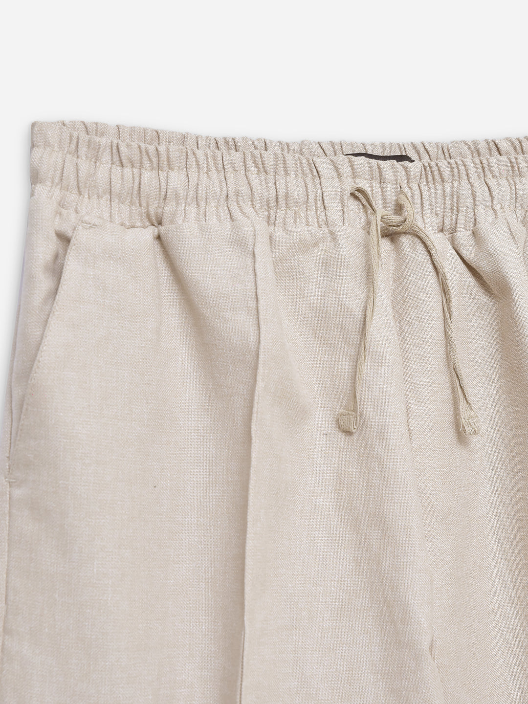 Cream Linen Blended Pajama Trouser