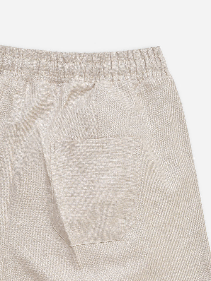 Cream Linen Blended Pajama Trouser