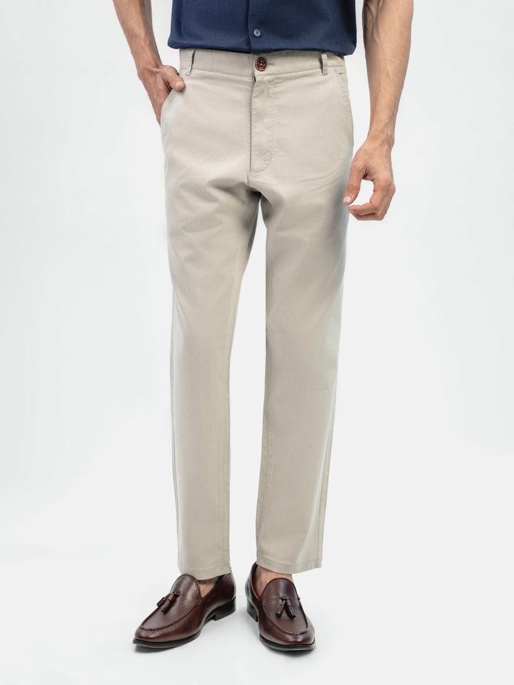 Cream Structured Casual Fit Chinos Brumano Pakistan