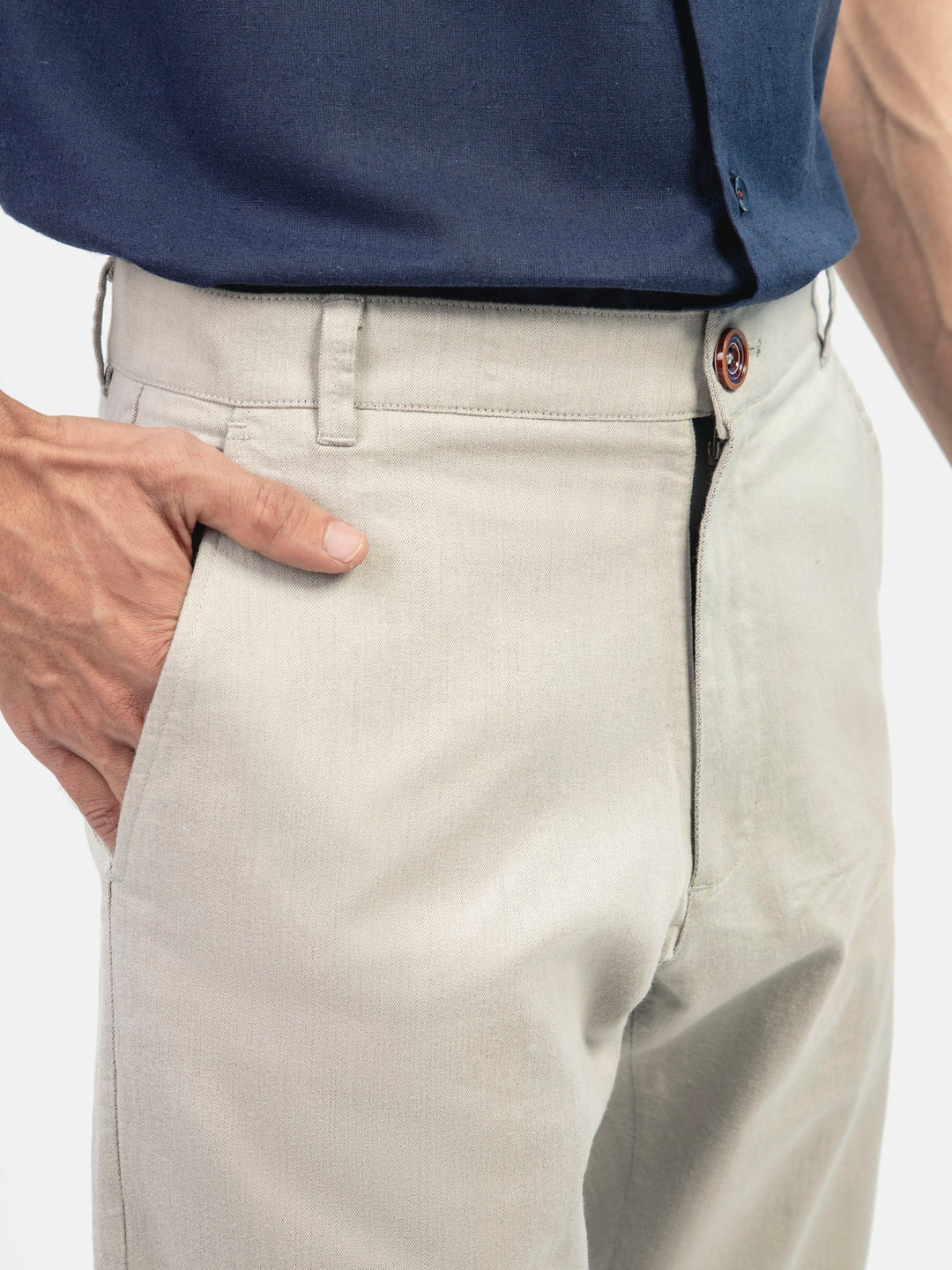 Cream Structured Casual Fit Chinos Brumano Pakistan