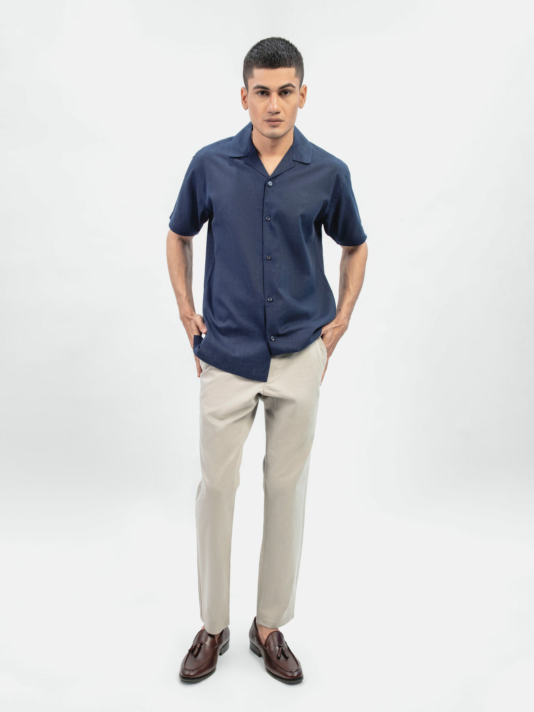 Cream Structured Casual Fit Chinos Brumano Pakistan