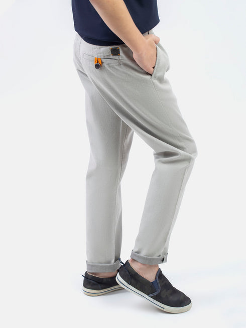 Cream Structured Casual Trouser