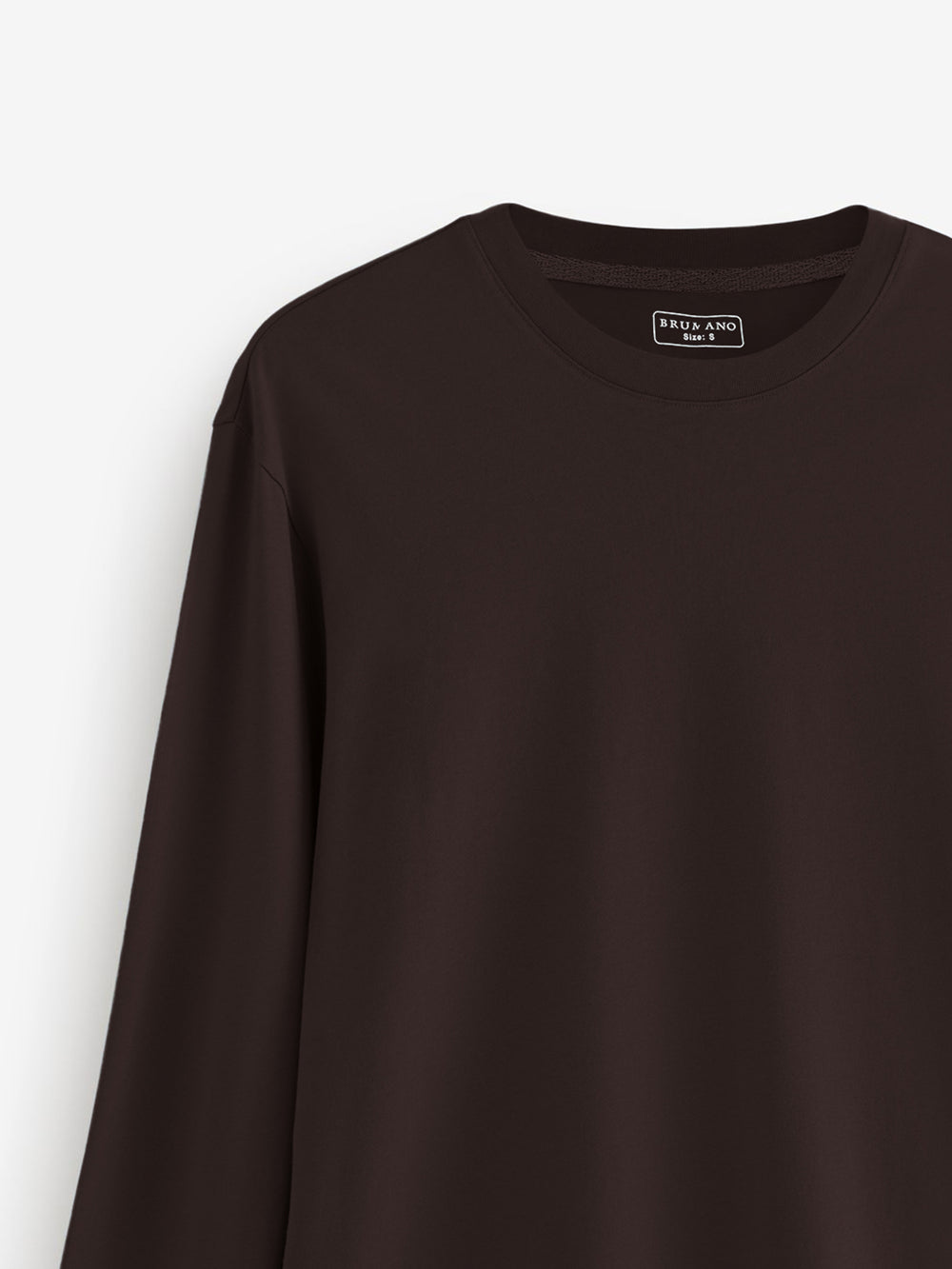 Dark Brown Long Sleeve Crew Neck T-Shirt