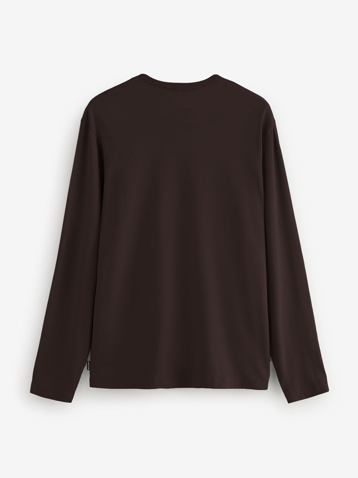 Dark Brown Long Sleeve Crew Neck T-Shirt