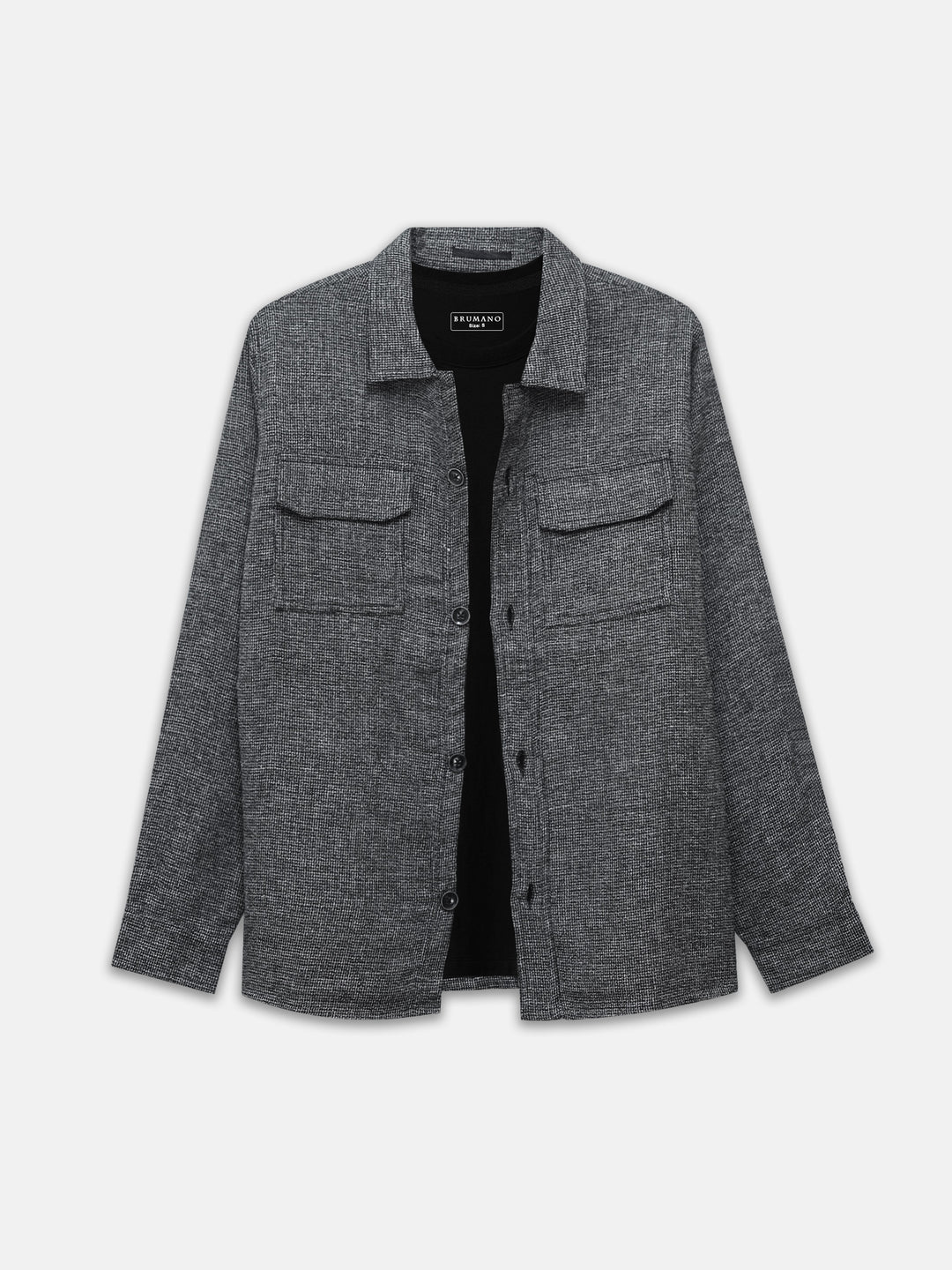 Men's dark grey structured overshirt front view