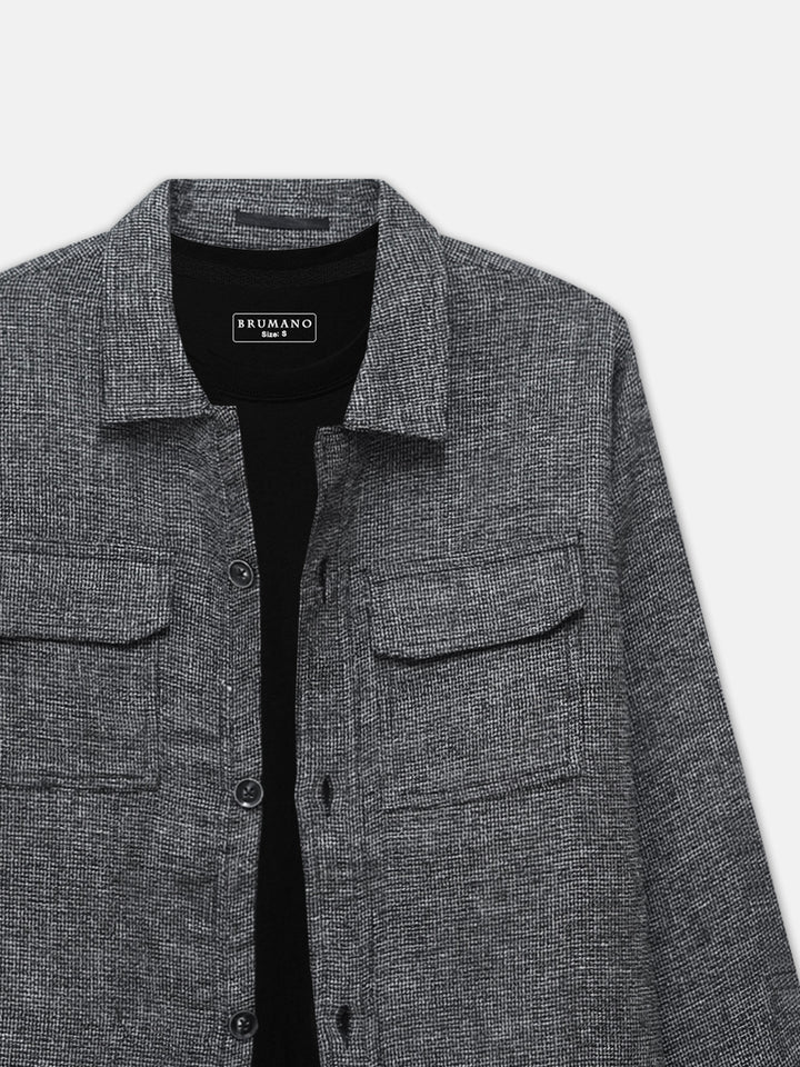 Dark Grey Structured Over-Shirt With Front Flap Pockets