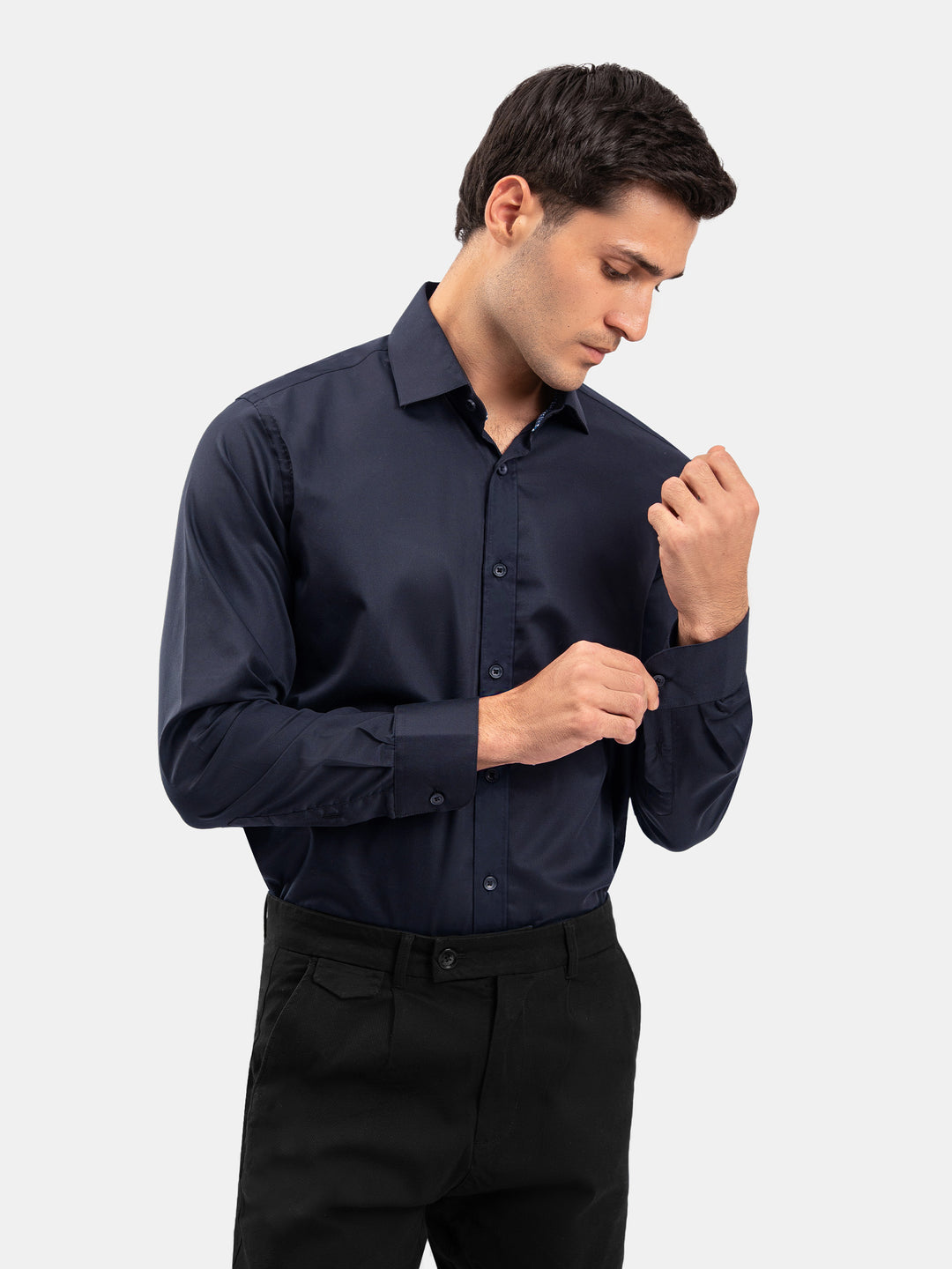 Dark Blue Formal Shirt With Detailing - Luxe