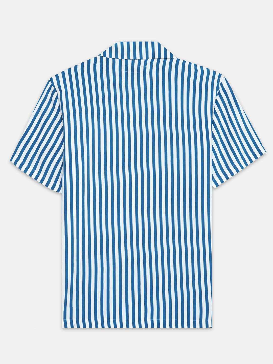 Dark Blue & White Cuban Collar Shirt