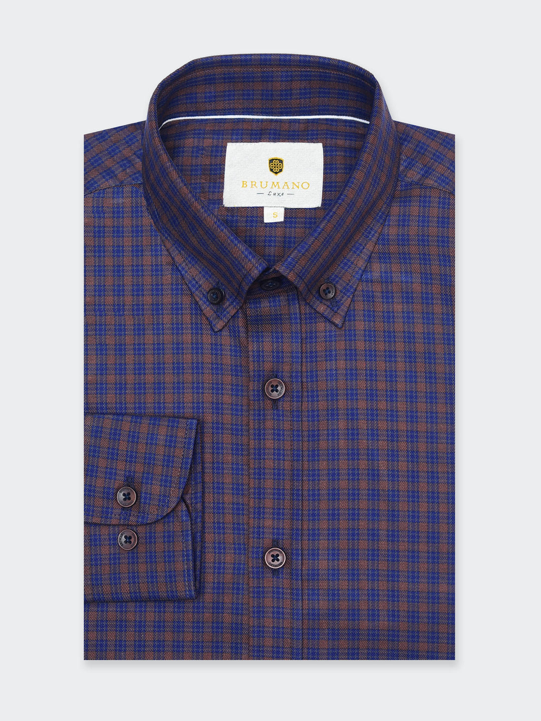 Dark Brown & Navy Blue Gingham Shirt - Luxe