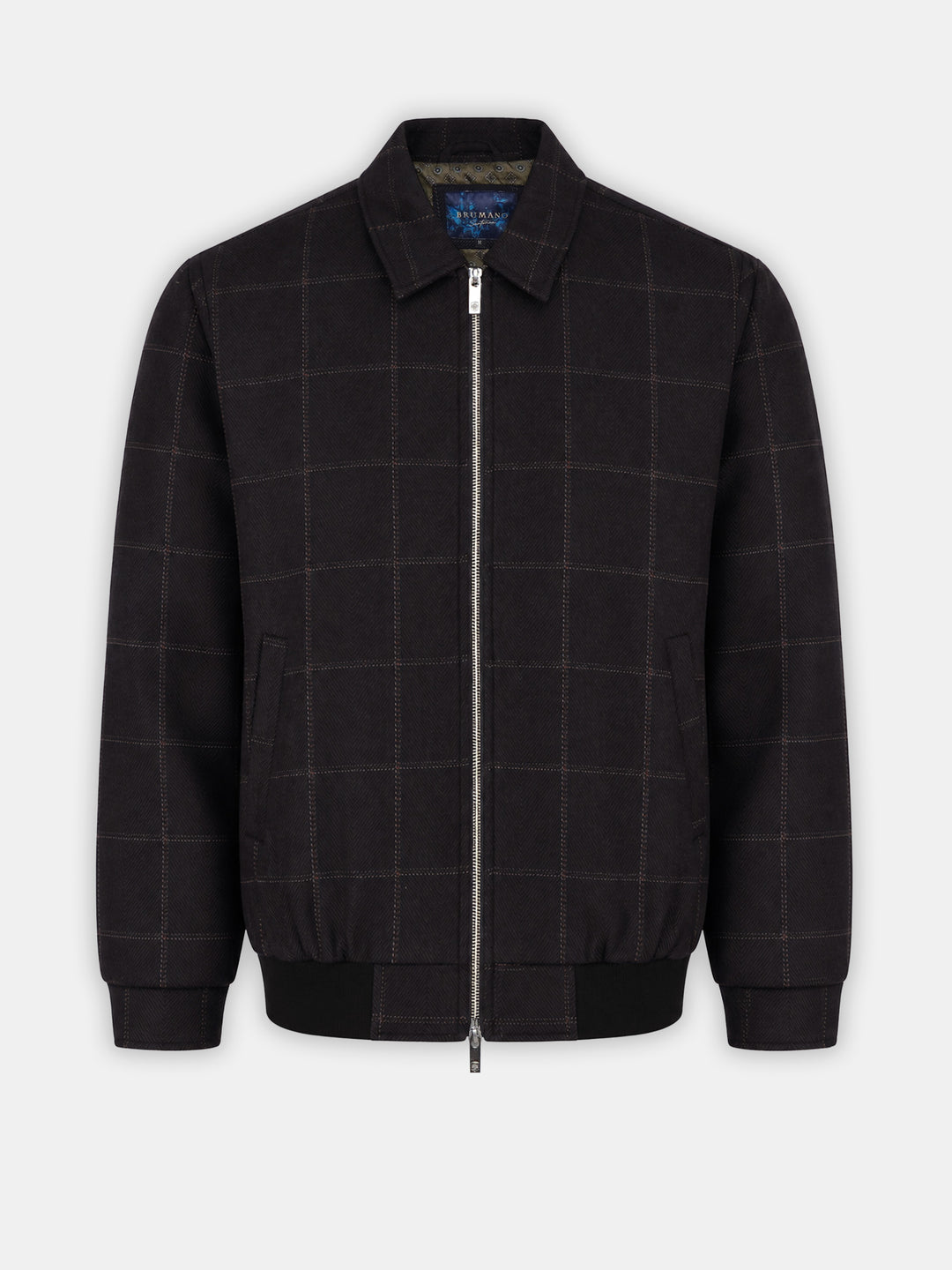Dark Brown Windowpane Wool & Cashmere Blended Jacket - Sartoria