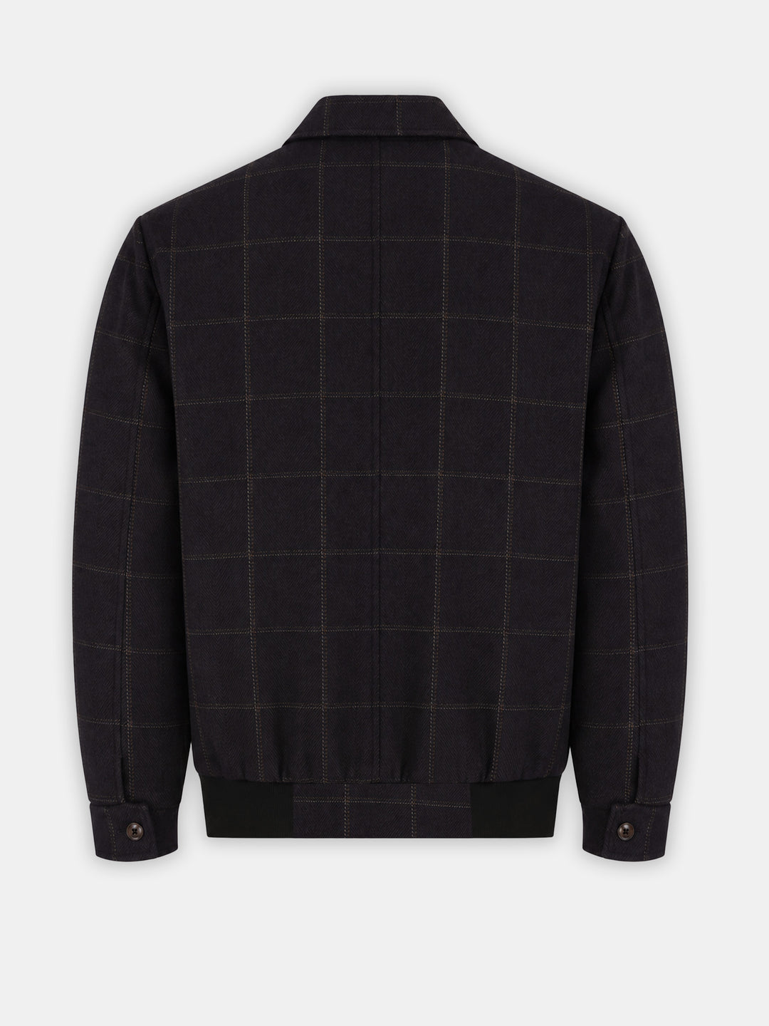 Dark Brown Windowpane Wool & Cashmere Blended Jacket - Sartoria
