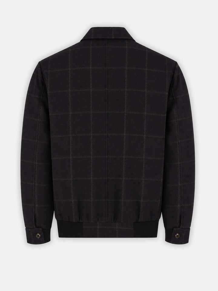 Dark Brown Windowpane Wool & Cashmere Blended Jacket - Sartoria