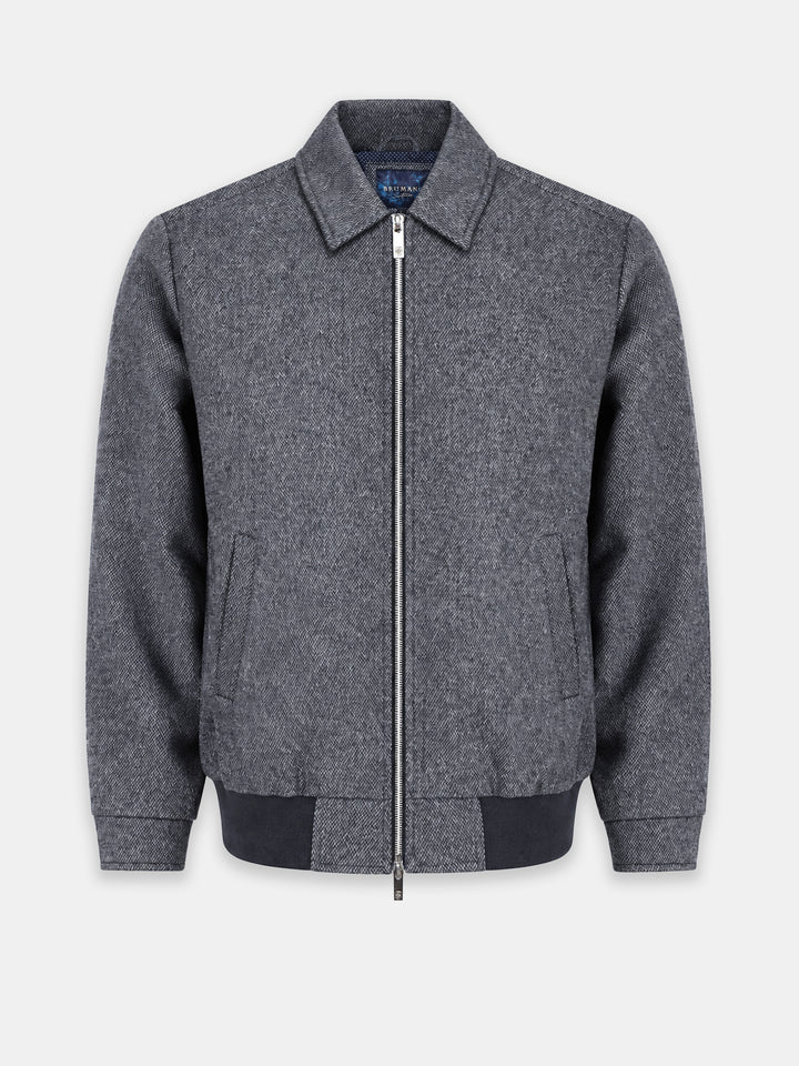 Dark Grey Patterned Wool & Cashmere Blended Jacket - Sartoria