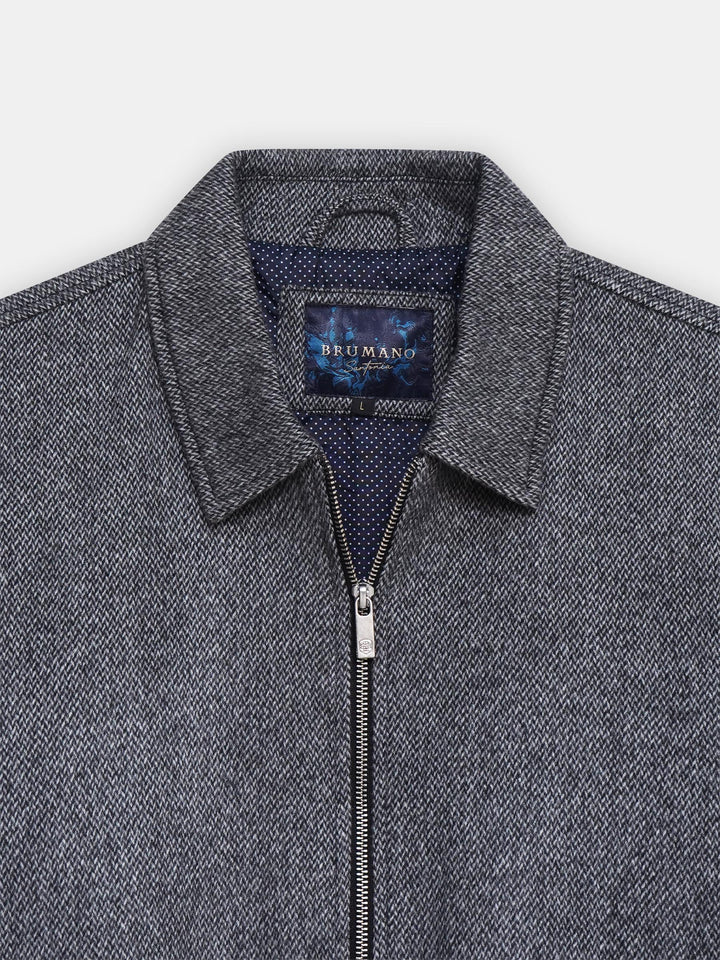 Dark Grey Patterned Wool & Cashmere Blended Jacket - Sartoria