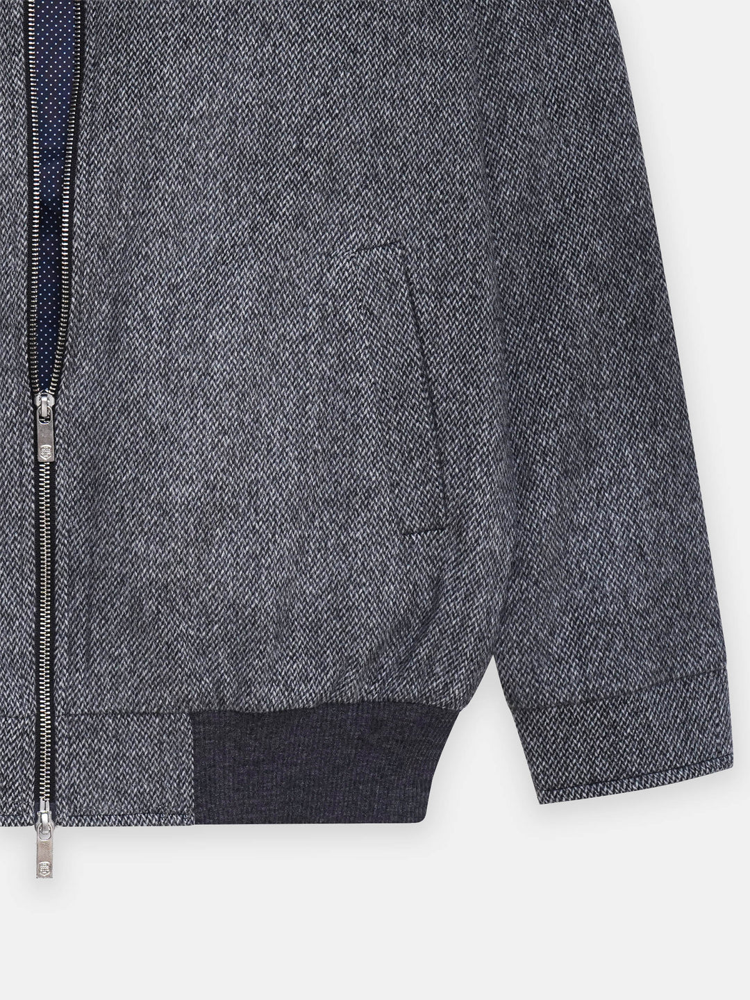 Dark Grey Patterned Wool & Cashmere Blended Jacket - Sartoria
