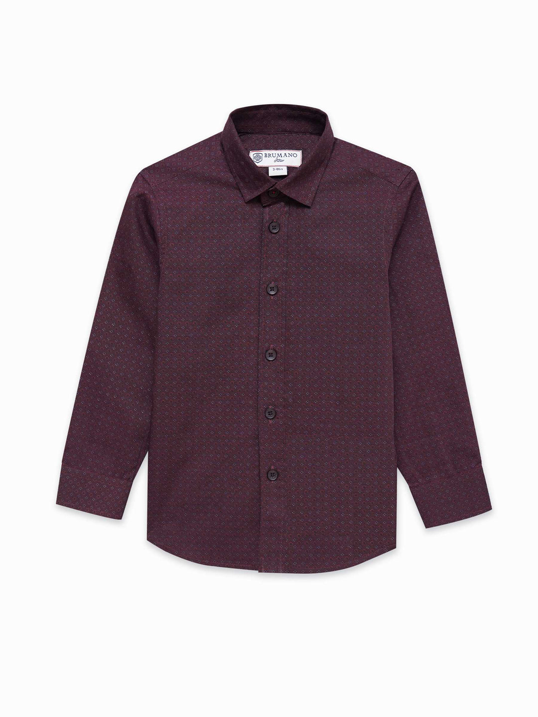 Dark Maroon Printed Long Sleeve Shirt - Junior