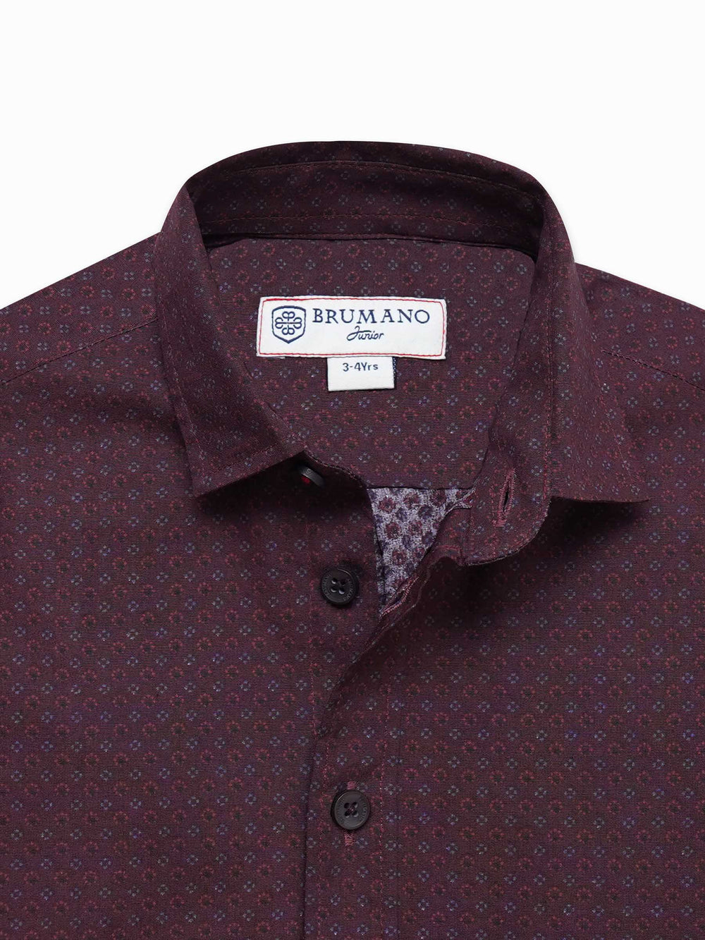 Dark Maroon Printed Long Sleeve Shirt - Junior