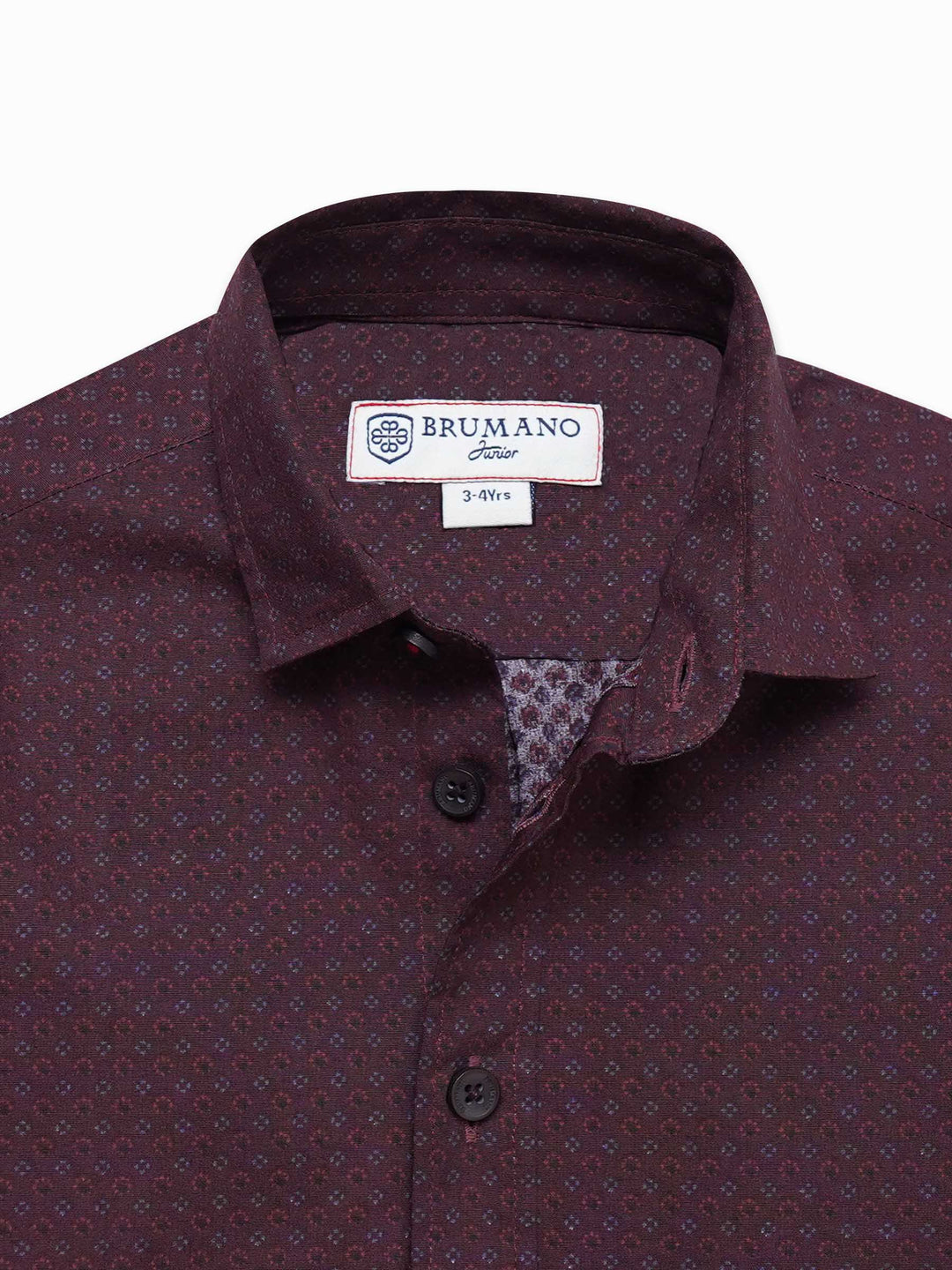 Dark Maroon Printed Long Sleeve Shirt - Junior