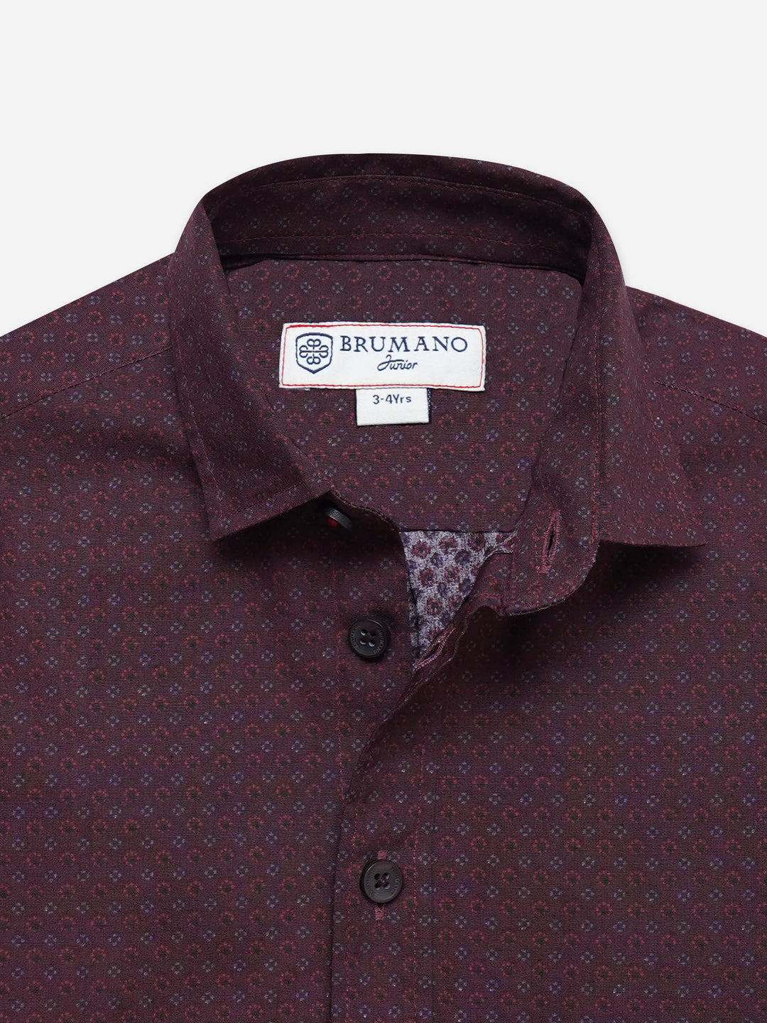 Dark Maroon Printed Long Sleeve Shirt - Junior