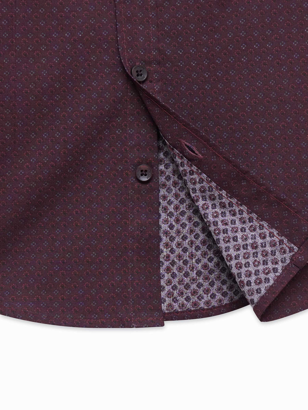Dark Maroon Printed Long Sleeve Shirt - Junior
