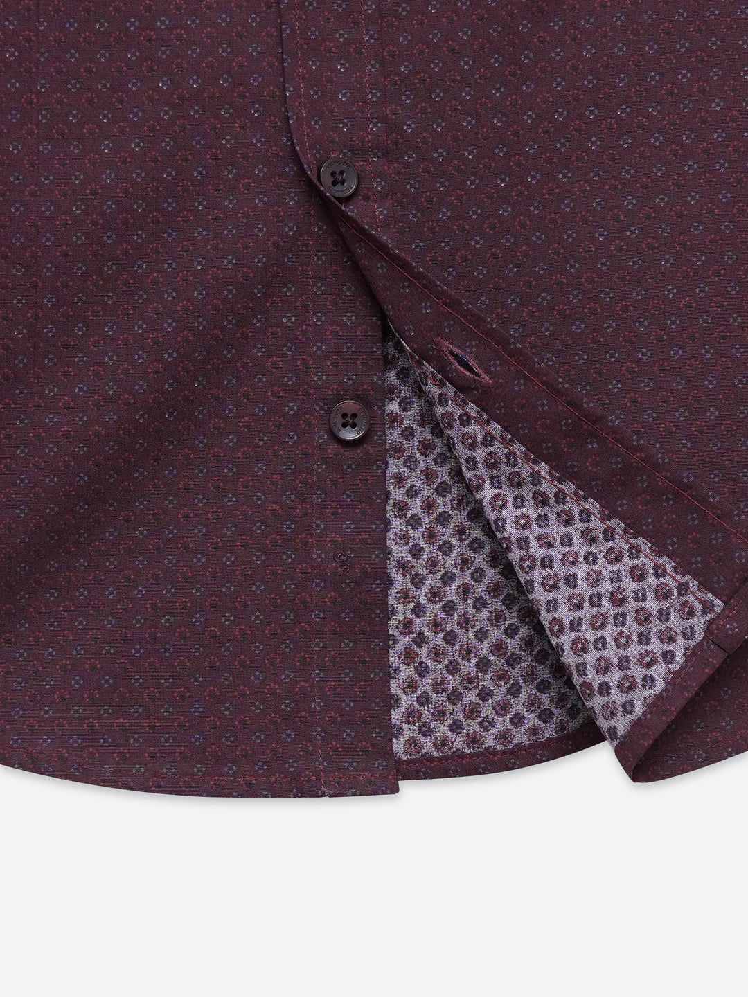 Dark Maroon Printed Long Sleeve Shirt - Junior
