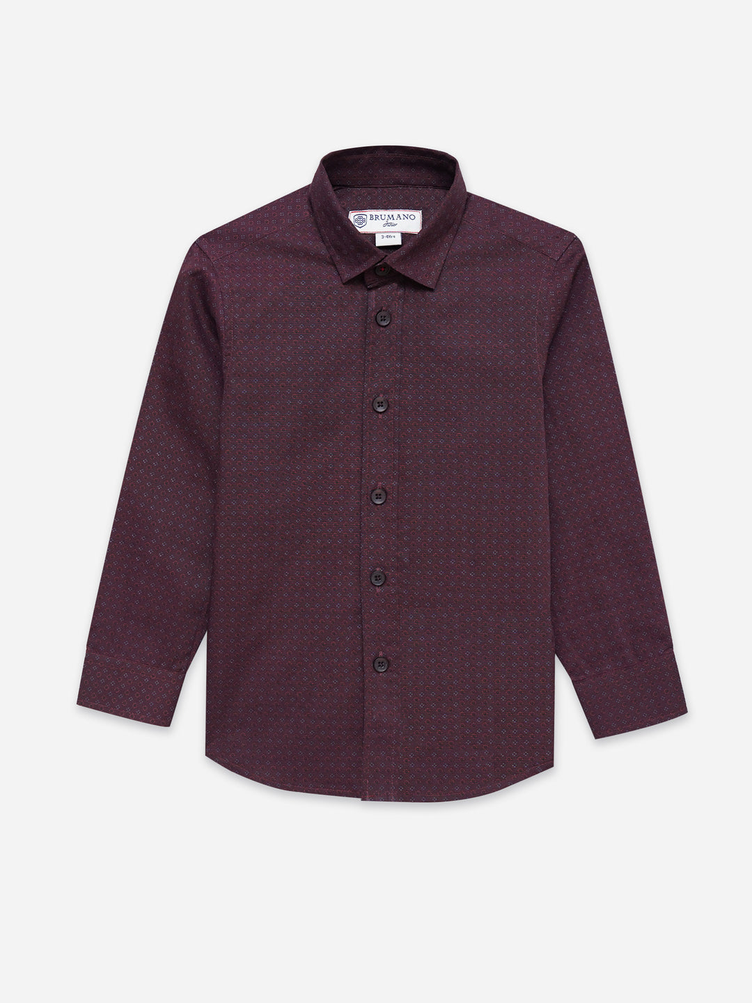 Dark Maroon Printed Long Sleeve Shirt - Junior