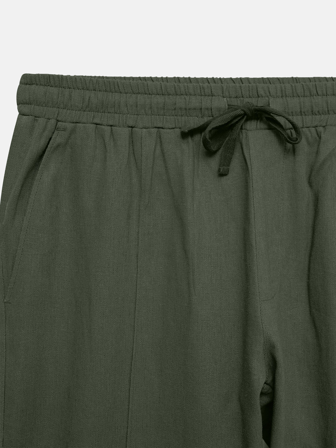 Men's dark olive green casual pajama close up