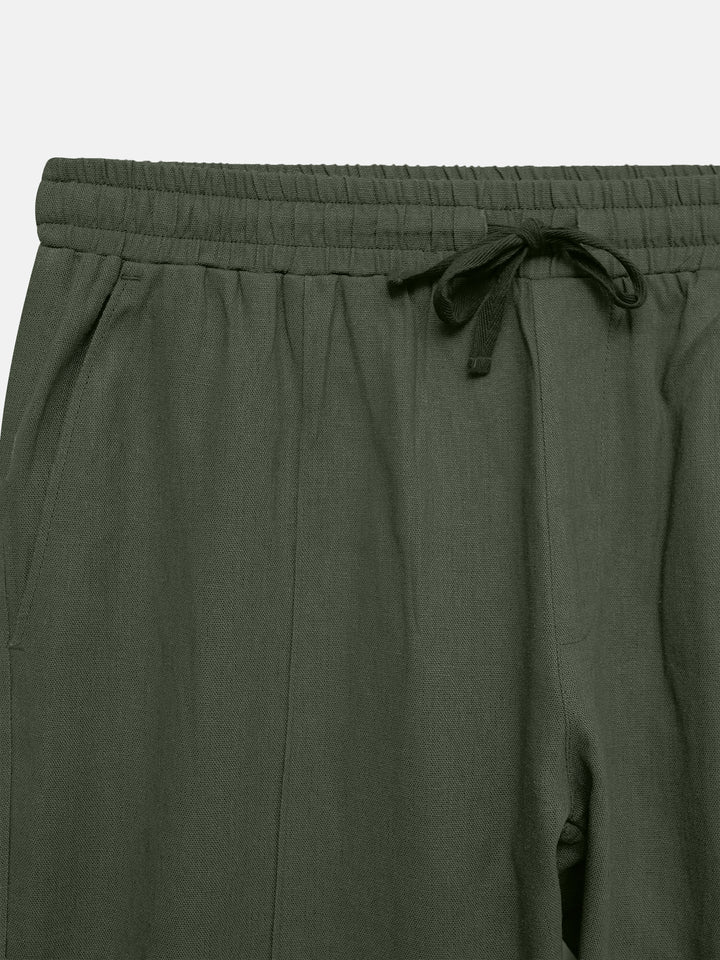 Men's dark olive green casual pajama close up