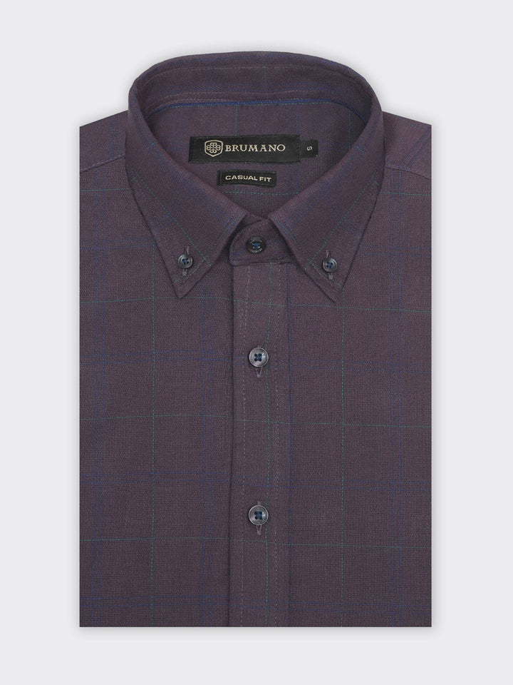 Dark Purple Structured Checkered Shirt