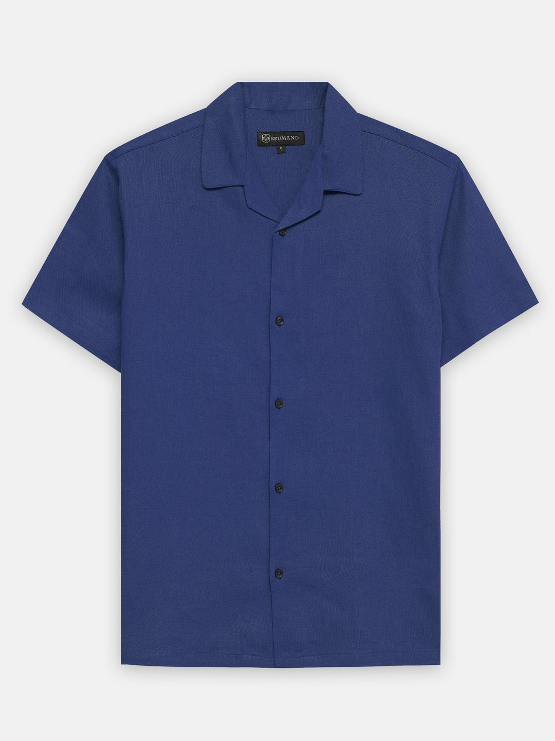 Dark royal blue linen half sleeve cuban collar shirt