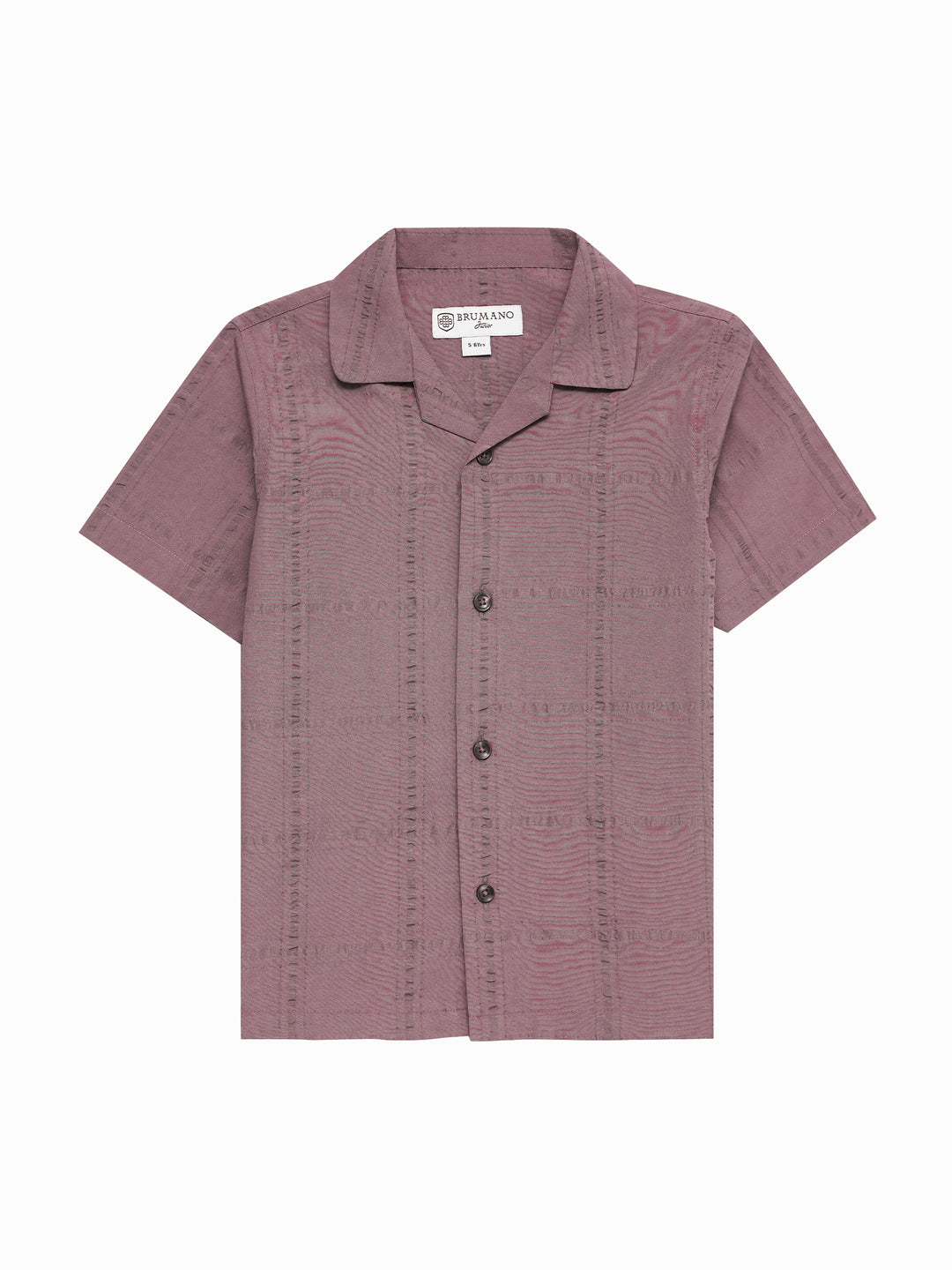 Dark tea pink seersucked casual cuban collar shirt   junior