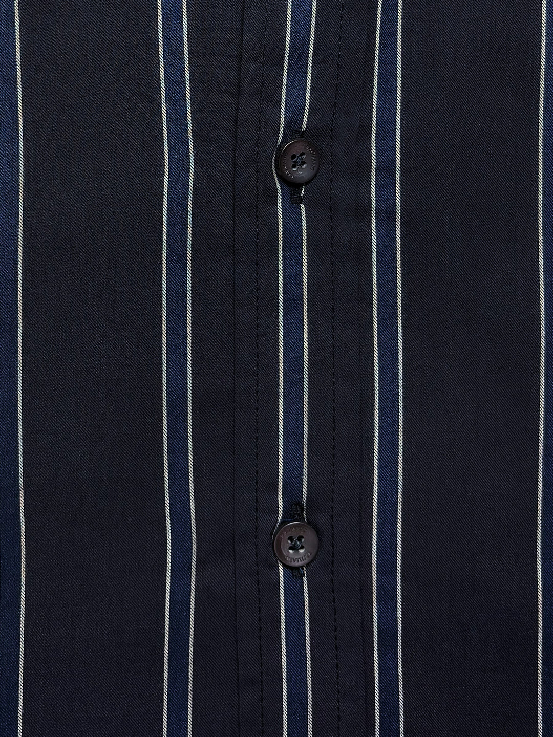 Dark Blue Striped Shirt With Button Down Collar