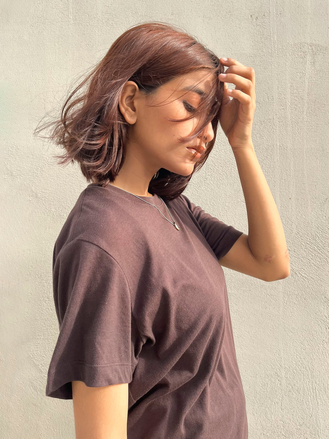 Dark Brown 100% Cotton Basic Tee - Women