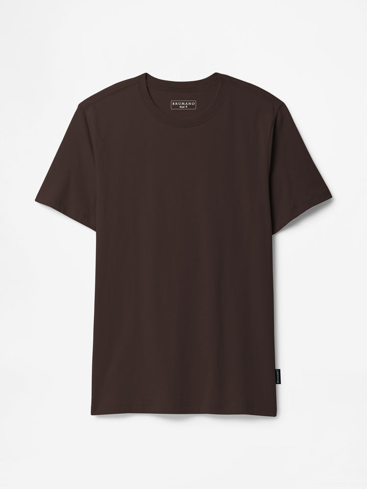 Dark Brown 100% Cotton Basic Tee - Women