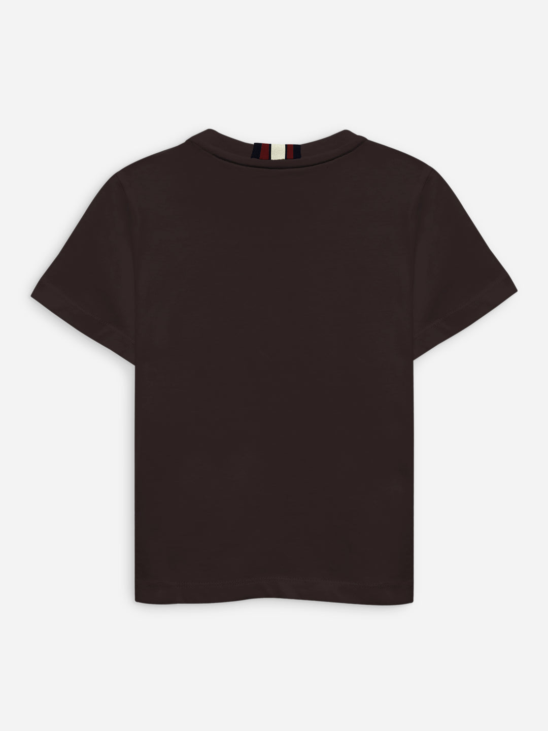 Dark Brown 100% Cotton Casual Tee With Detailing