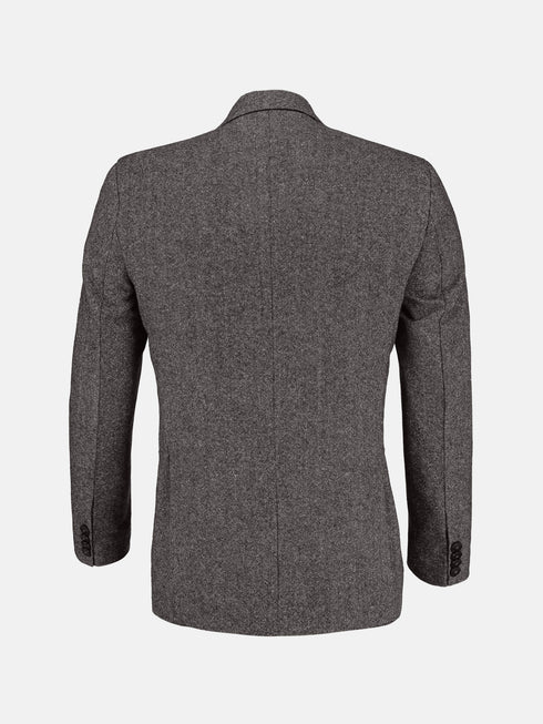 Dark Brown Dobby Wool & Cashmere Blended Blazer - Sartoria