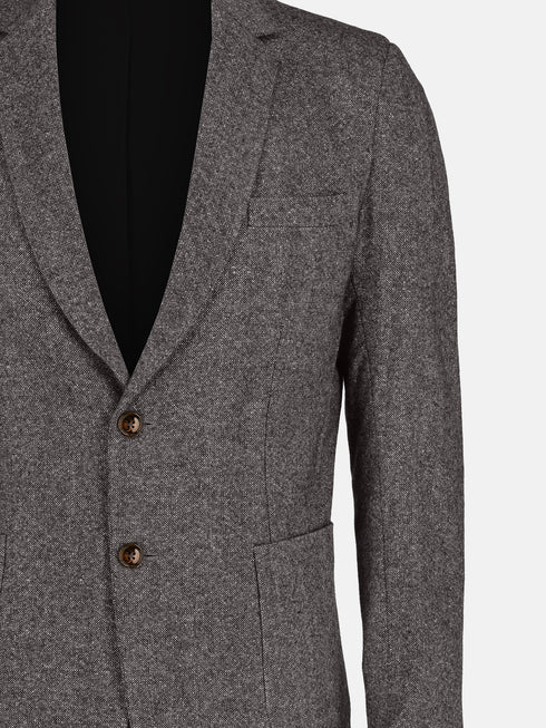 Dark Brown Dobby Wool & Cashmere Blended Blazer - Sartoria