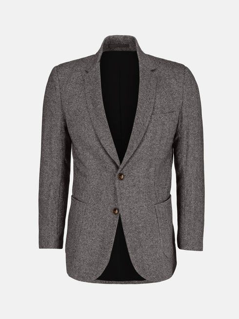 Dark Brown Dobby Wool & Cashmere Blended Blazer - Sartoria