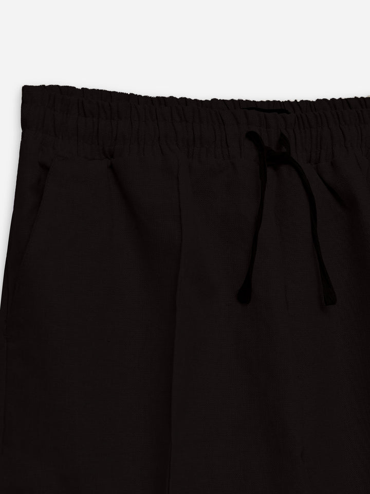 Dark Brown Linen Blended Pajama Trouser