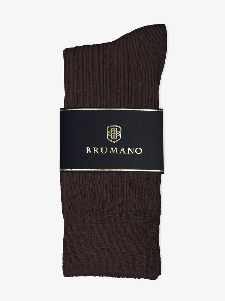 Dark Brown Ribbed Cotton Socks