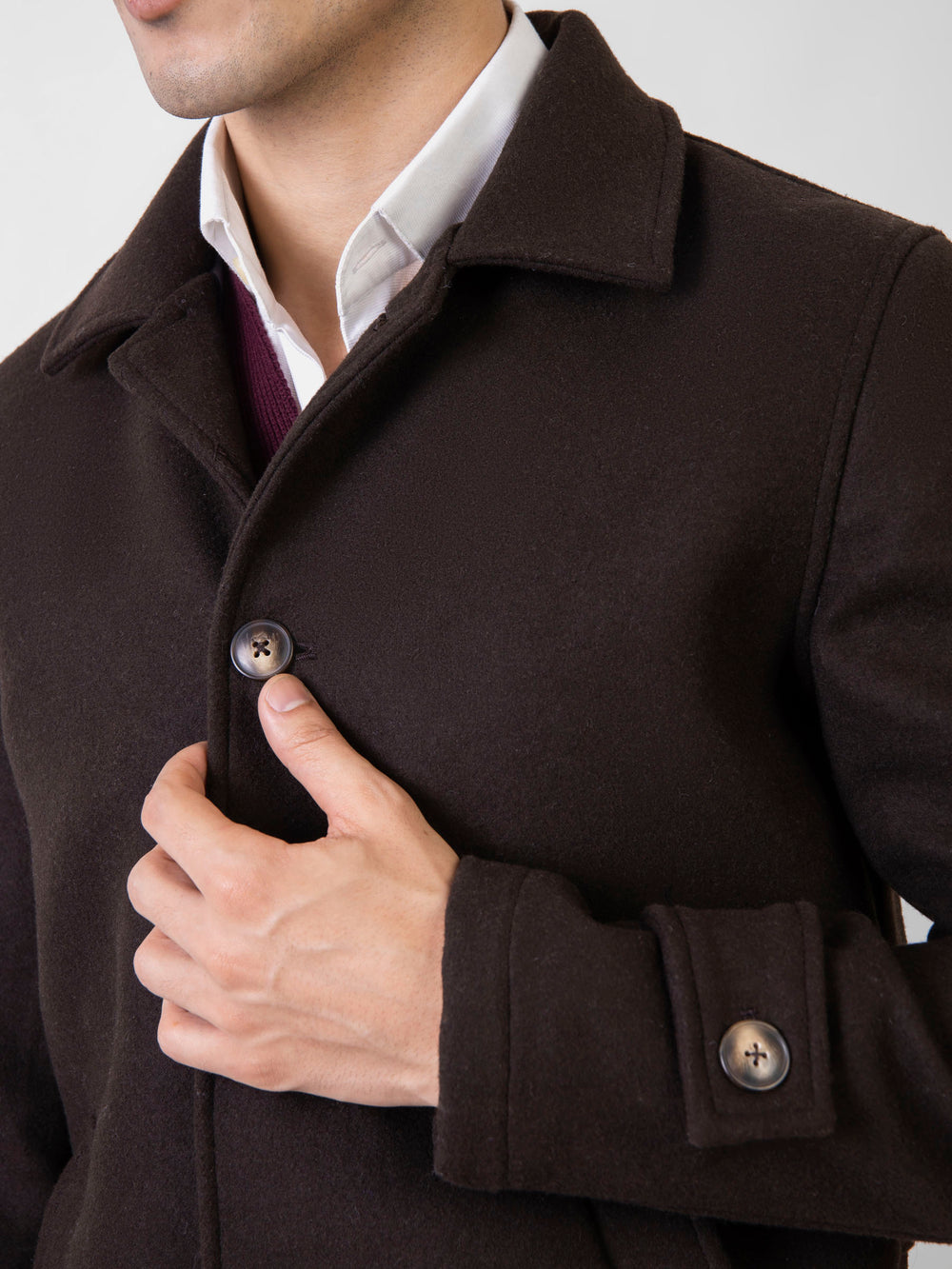 Darkbrownwoolblendedlongcoatwithcollarbrumanopakistan1