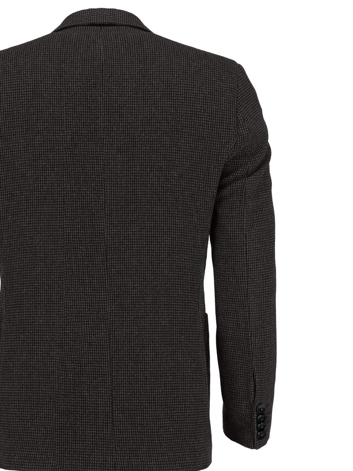 Dark Brown & Grey Dobby Wool & Cashmere Blended Blazer - Sartoria