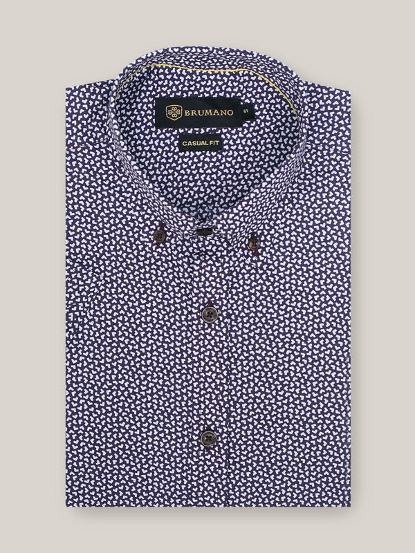 Dark Burgundy Printed Half Sleeve Shirt Brumano Pakistan