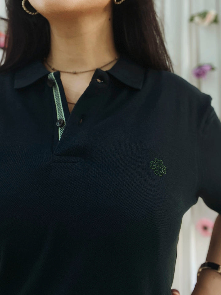 Dark Green 100% Cotton Pique Polo - Women