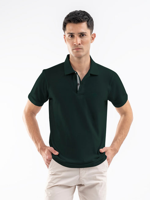 Dark Green 100% Cotton Pique Polo