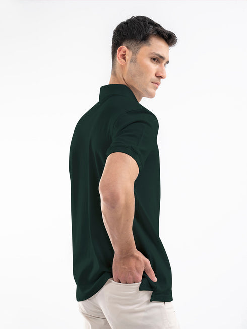 Dark Green 100% Cotton Pique Polo