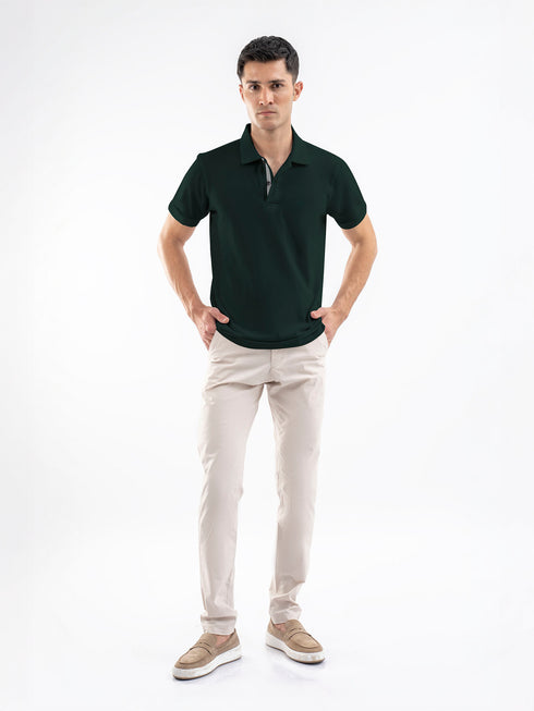 Dark Green 100% Cotton Pique Polo